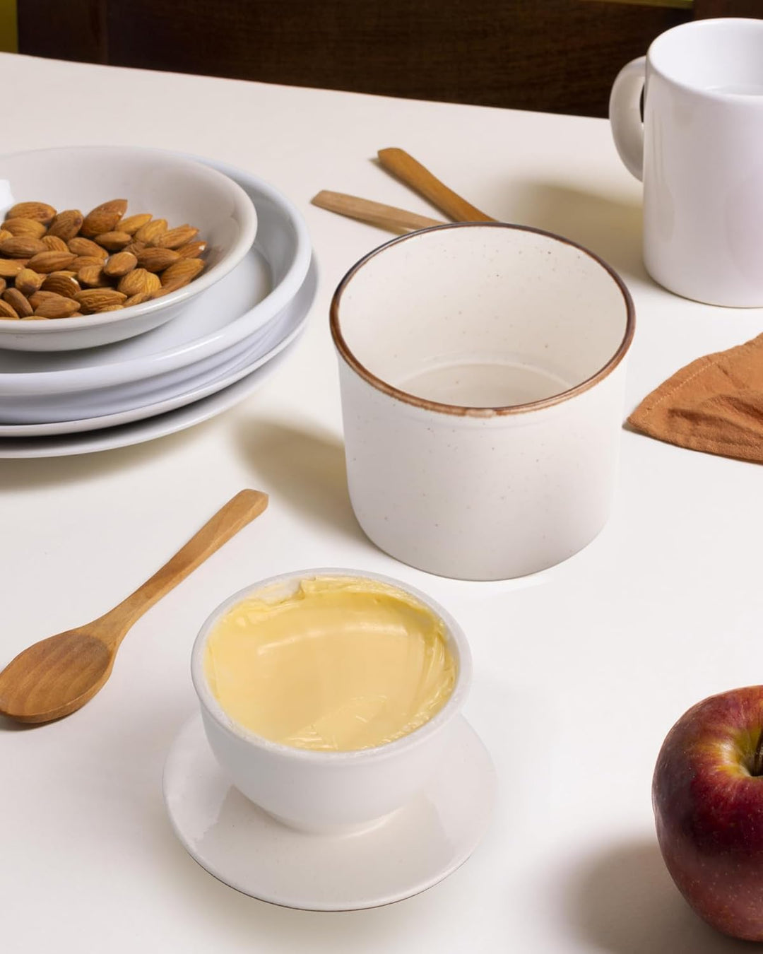 Jersinwei Butterdose mit Deckel, reaktive Glasur, französischer Buttertopf für Theke, Keramik-Butter
