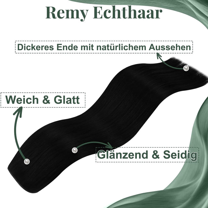 Ugeat Butterfly Extensions Echthaar Schwarz Butterfly Weft Extensions Echthaar Schwarz 45 cm Remy OV
