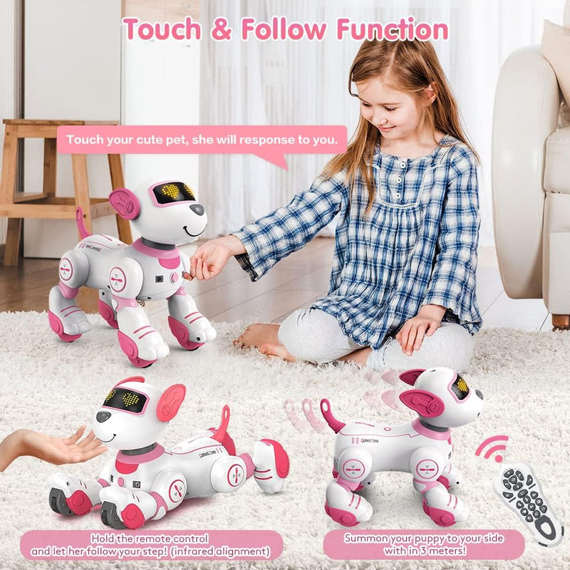 VATOS Roboter Hund Kinder Ferngesteuerter Spielzeug - Interaktiver Anfassen und Folgen Roboterhund m