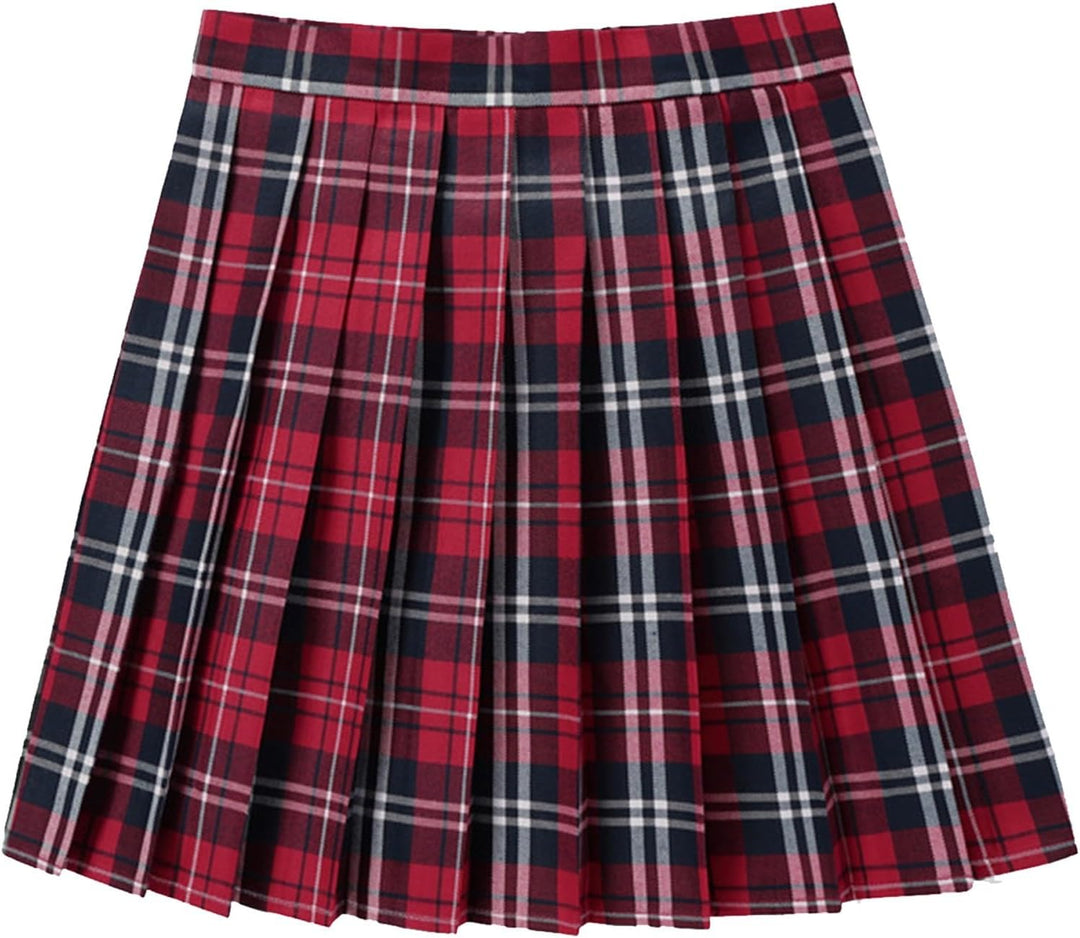 Röcke Damen Kurz Karo Lässiger, Karierter, plissierter A-Linien-Minirock für Damen mit hoher Taille
