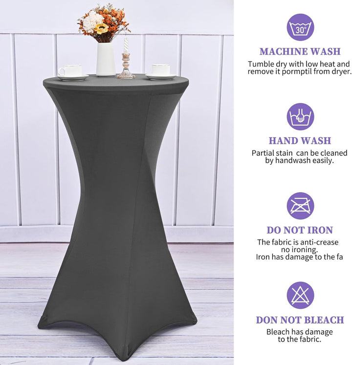 Showgeous 6er-Set Stretch Stehtisch Husse für Bistrotisch Ø 60-65 cm,Hussen Stehtische Dunkelgrau 60