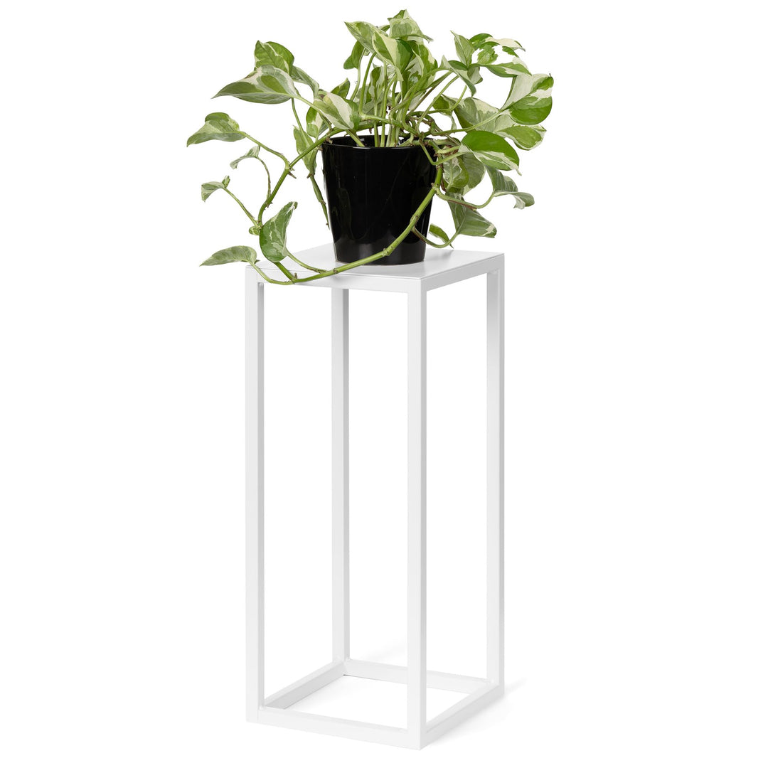 LAMO Manufaktur Blumenständer Weiss aus Metall 48cm | Pflanzensäule für Innenräume - Wohnzimmer, Sch