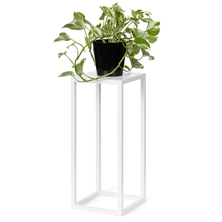 LAMO Manufaktur Blumenständer Weiss aus Metall 48cm | Pflanzensäule für Innenräume - Wohnzimmer, Sch