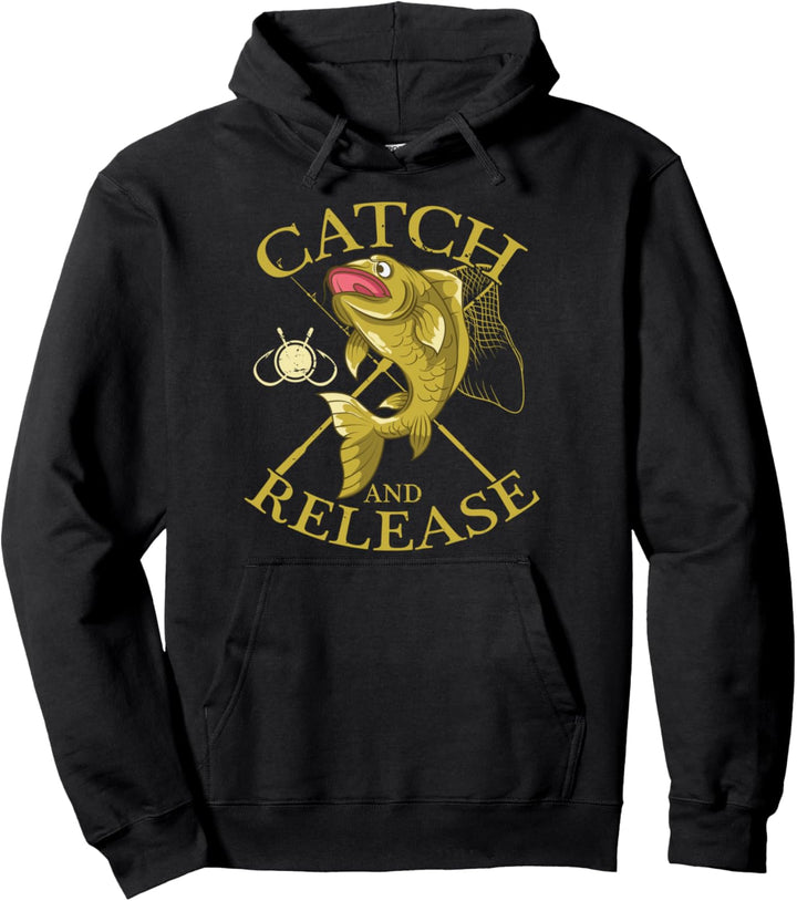 Karpfenfänger und Freigabe Karpfenjagd Angeln Hob Pullover Hoodie