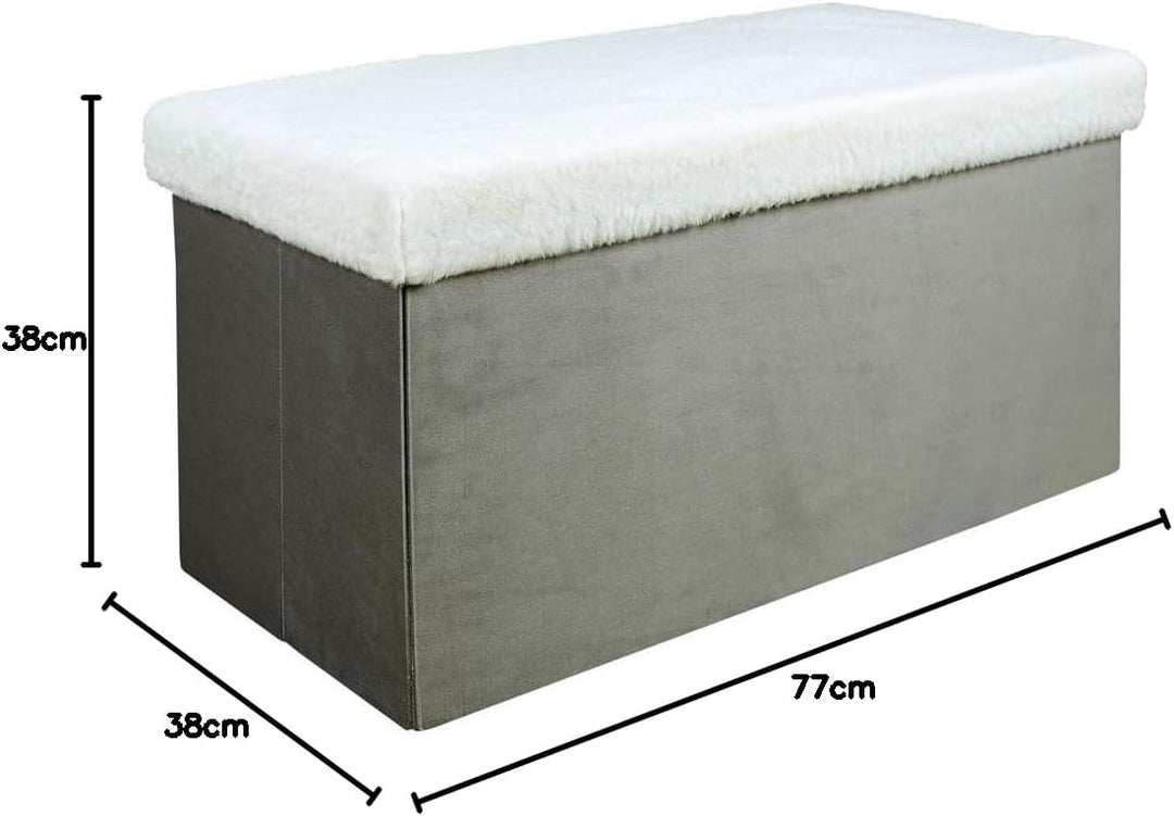 The Home Deco Factory Sitzbank, Wood, Hellgrau/Weiss, 77 x 38 x 38 cm Hellgrau/Weiss 77 x 38 x 38 cm