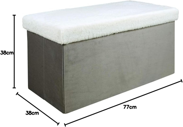 The Home Deco Factory Sitzbank, Wood, Hellgrau/Weiss, 77 x 38 x 38 cm Hellgrau/Weiss 77 x 38 x 38 cm