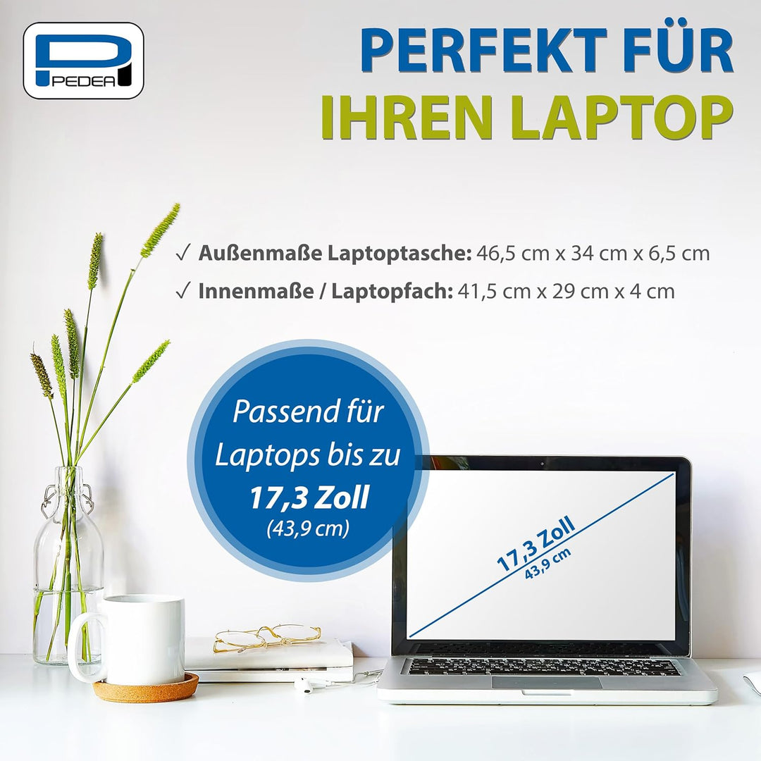 PEDEA Laptoptasche "Trendline" Umhängetasche Messenger Bag für 17,3 Zoll (43,9 cm) inkl. schnurloser