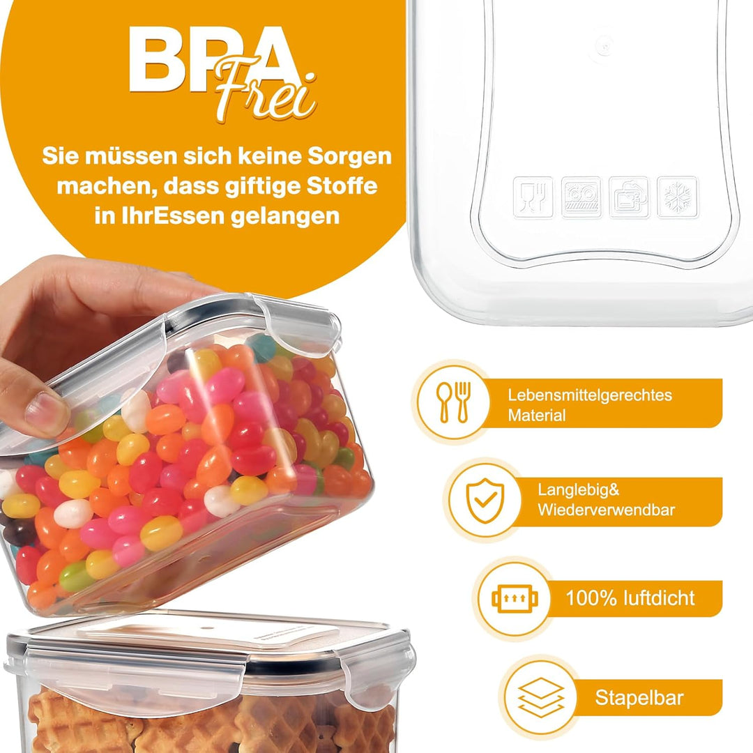 YASHE 24 Stück Vorratsdosen mit Deckel, Luftdicht Vorratsdosen Set, Kunststoff BPA-freie, Frischhalt
