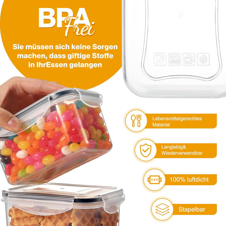 YASHE 24 Stück Vorratsdosen mit Deckel, Luftdicht Vorratsdosen Set, Kunststoff BPA-freie, Frischhalt