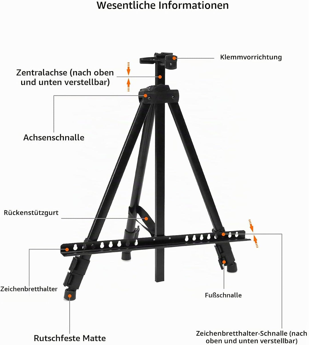 QWORK® verstellbare staffelei, 50-160cm, zusammenklappbare stativ staffelei, für malen, poster, mit