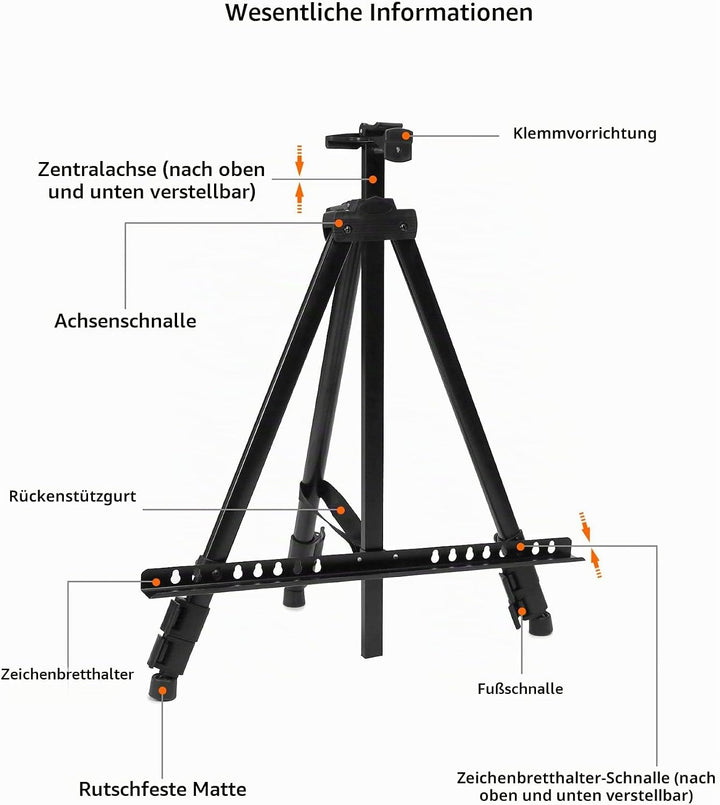 QWORK® verstellbare staffelei, 50-160cm, zusammenklappbare stativ staffelei, für malen, poster, mit