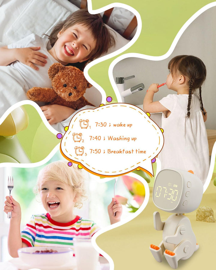 Digitaler Kinder Wecker Jungen Mädchen,Drei Alarmes,Dinosaurier Wecker mit Variabler Form,Schlummer,