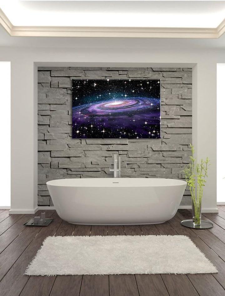 Spiralgalaxie im Weltall, Format: 100x70 auf Leinwand, XXL riesige Bilder fertig gerahmt mit Keilrah