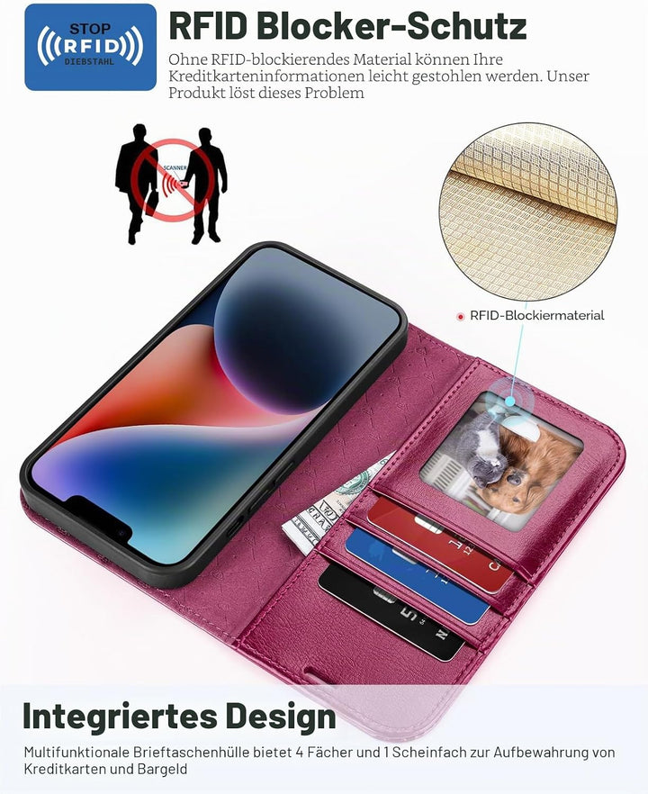 OCASE Kompatibel für14 Hülle(2in1) Leder Stossfestes Case, Abnehmbare magnetische Hülle, Mit Handsch