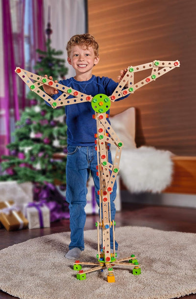 Eichhorn 100039046 - Constructor Windrad - vielseitiges Holzspielzeug 300 Bauteile, 8 verschiedene K