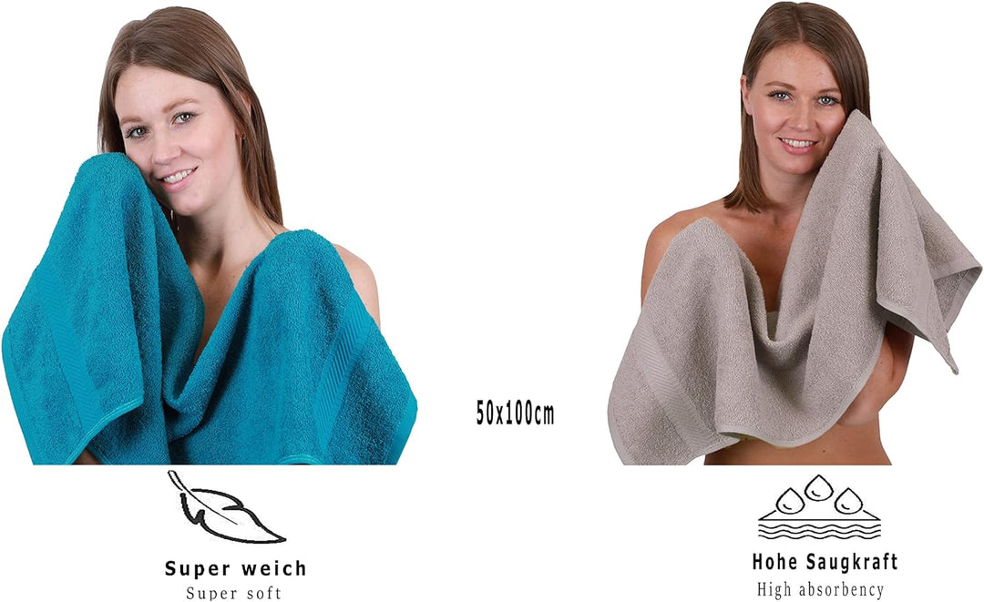 Betz Palermo Handtuch-Set – 6er Handtücher-Set - 2X Liegetücher - 4X Handtücher - 50x100 cm - Petrol