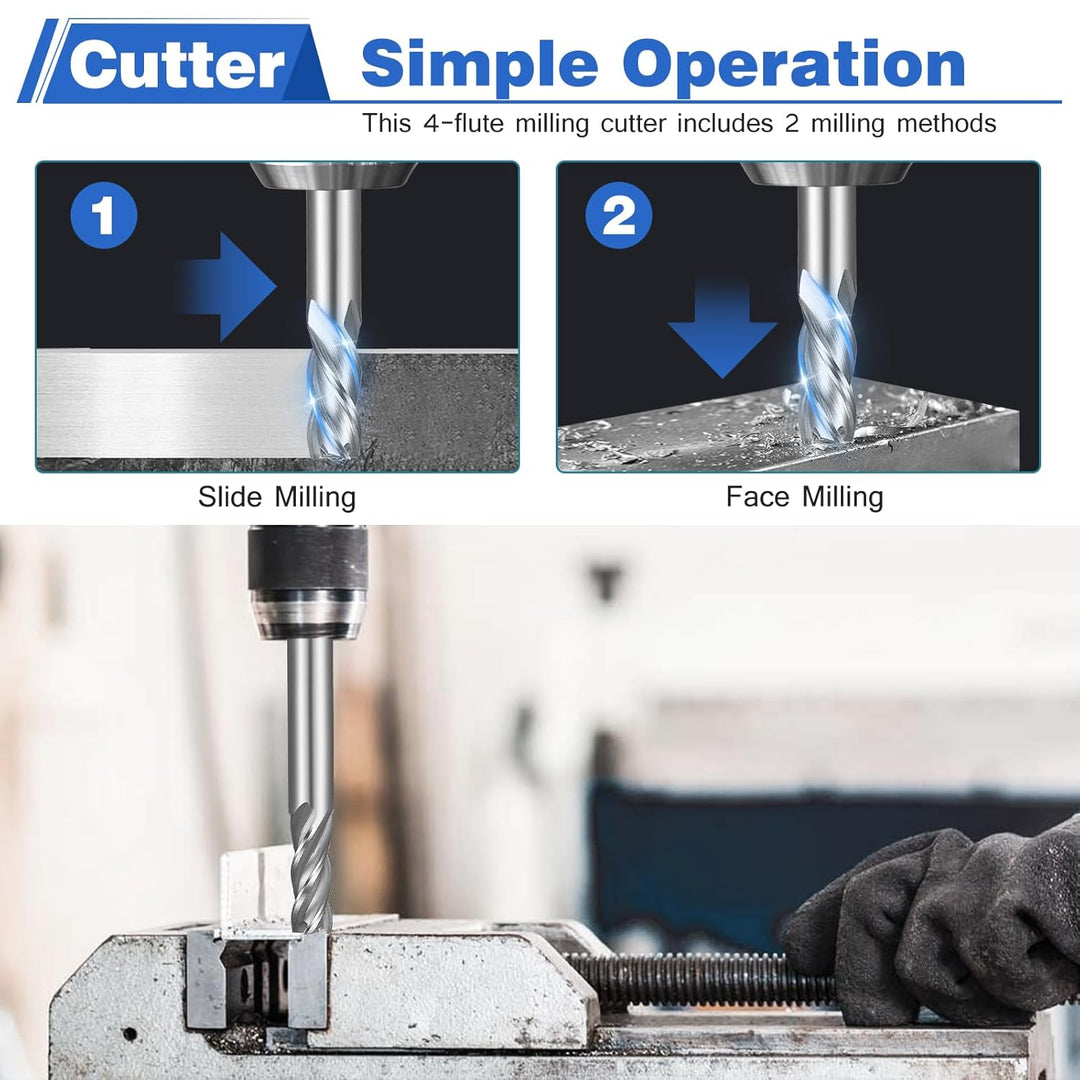 HSEAMALL10Stück Schaftfräser Set HSS Vierlippen Schaftfräser Metall CNC Fräser 4 Flöten Spiralfräser
