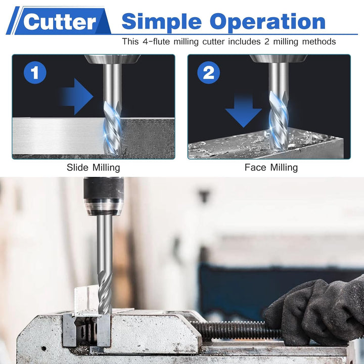 HSEAMALL10Stück Schaftfräser Set HSS Vierlippen Schaftfräser Metall CNC Fräser 4 Flöten Spiralfräser