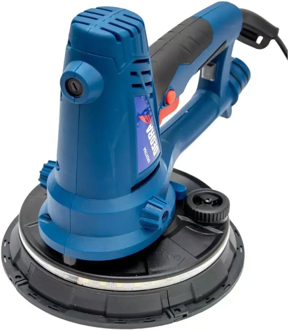 DEDRA Hand-Trockenbauschleifer mit LED licht, 750 W,1500-2700 U/Min 180 mm-Schleifteller, zur Gipsbe