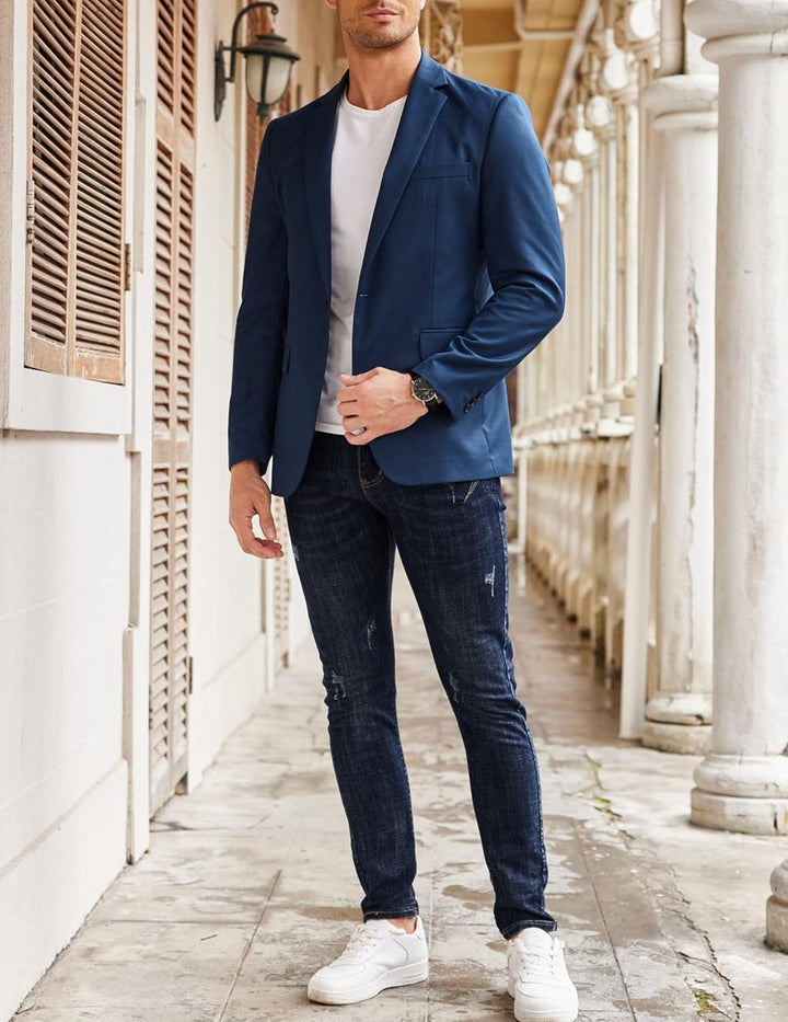 COOFANDY Herren Sportlich Freizeit Blazer Business Sakko Anzugjacke 1 Knöpfe Einfarbig Regular Fit B