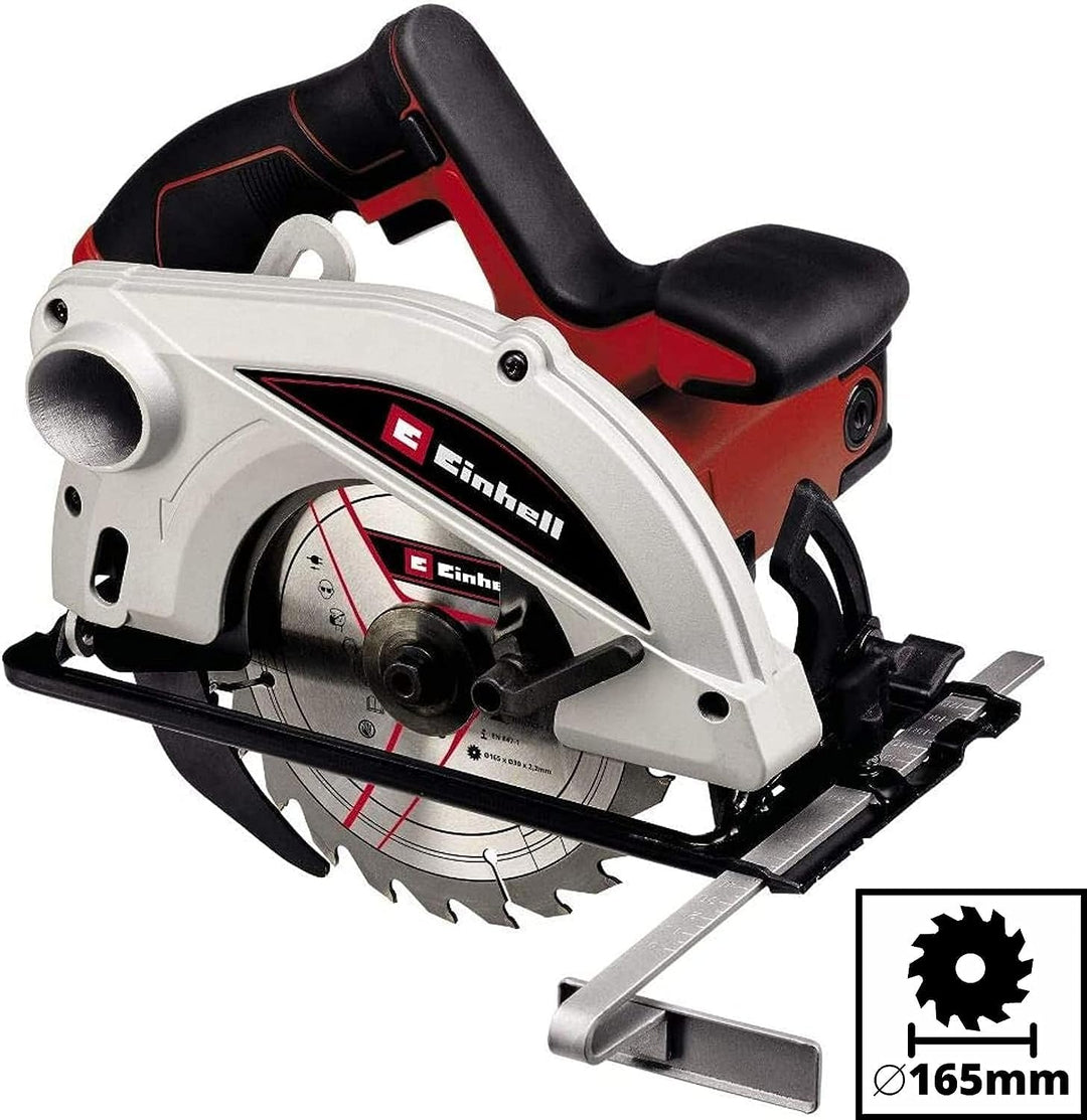 Einhell Handkreissäge TC-CS 1250 (1250 W, Ø165 x Ø16 mm Sägeblatt, 5500 min-1, werkzeuglose Einstell
