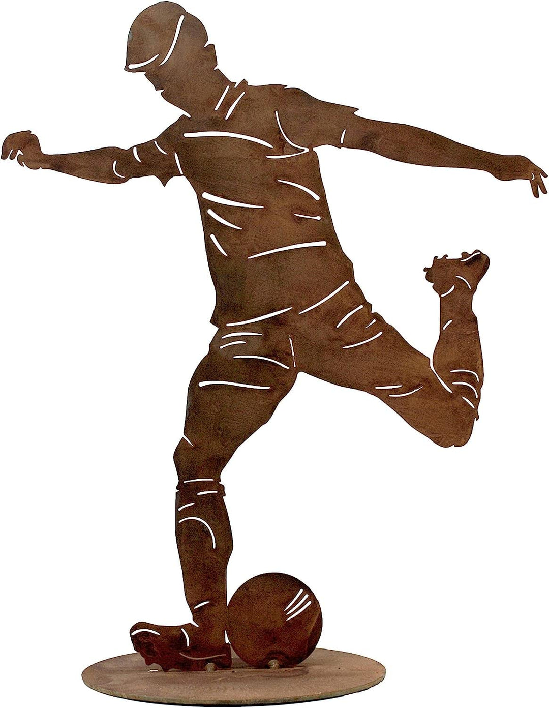 Rostikal Fussball Deko Geburtstag Geschenk 40 cm - Gartendeko Figuren Rost Edelrost Fussballer 40 cm