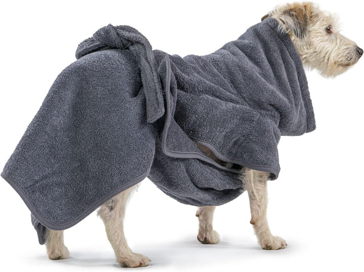 Mount Swiss Hunde Bademantel aus 100% Coresoft Baumwolle I extrem saugfähig und weich I Hunde Handtu