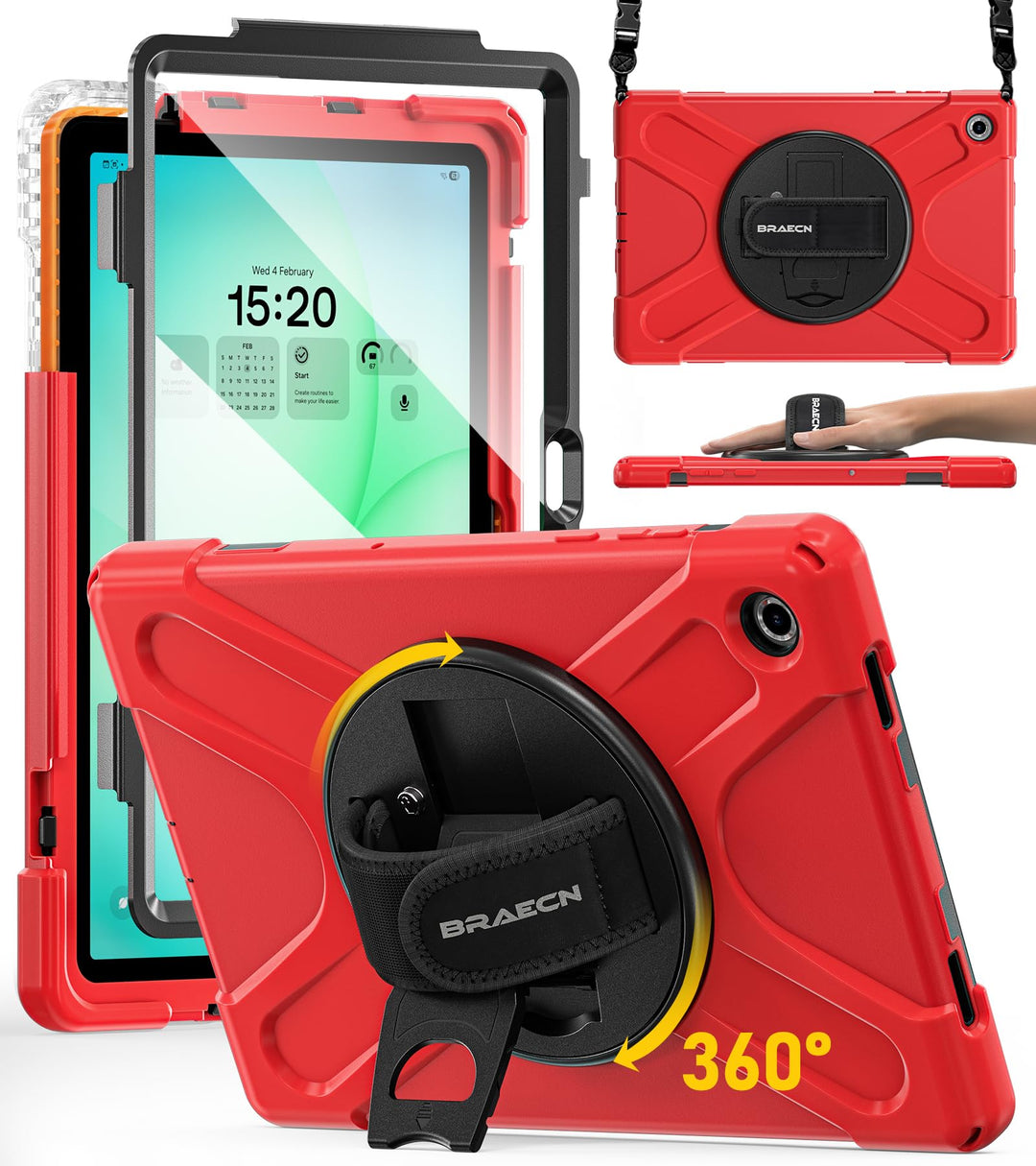 BRAECN für Galaxy Tab A11+ Hülle - Samsung Tablet A11 Plus 11" 2025 Rot | Stossfeste Schutzhülle mit