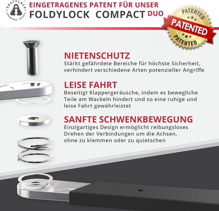 FoldyLock Compact Fahrrad Faltschlösser Set – 2 Fahrradschlösser mit 6 identischen Schlüsseln und Ha