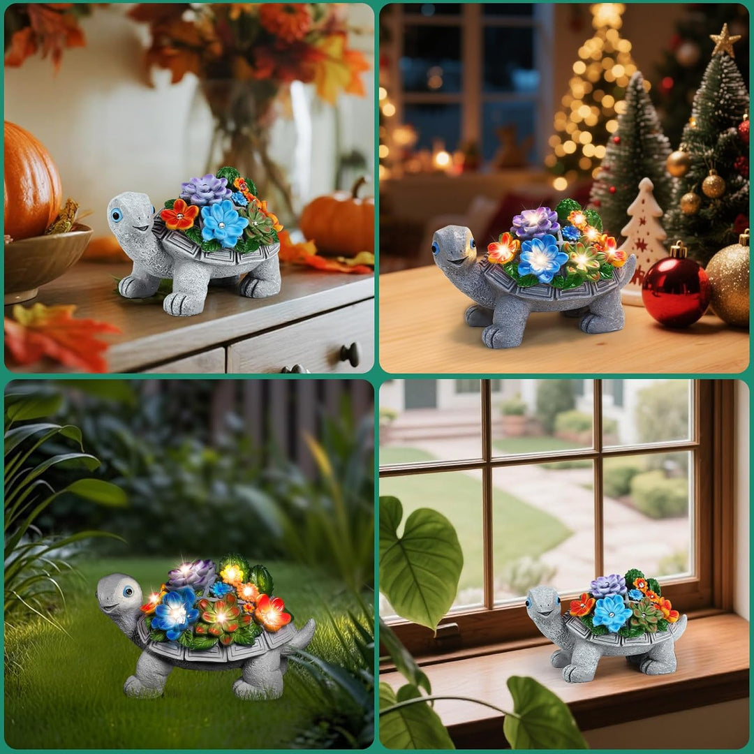 Linkax Geschenke für Frauen Mama, Solar Gartenfiguren Schildkröte Gartendeko für Draussen, mit 7 LED