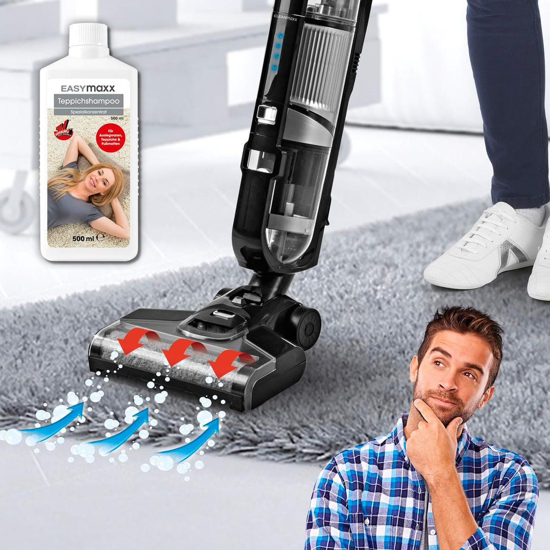 CLEANmaxx Multi-Bodenreiniger mit Teppichshampoo | 3 in 1 - Saugfunktion, Wischfunktion nass &amp; trock