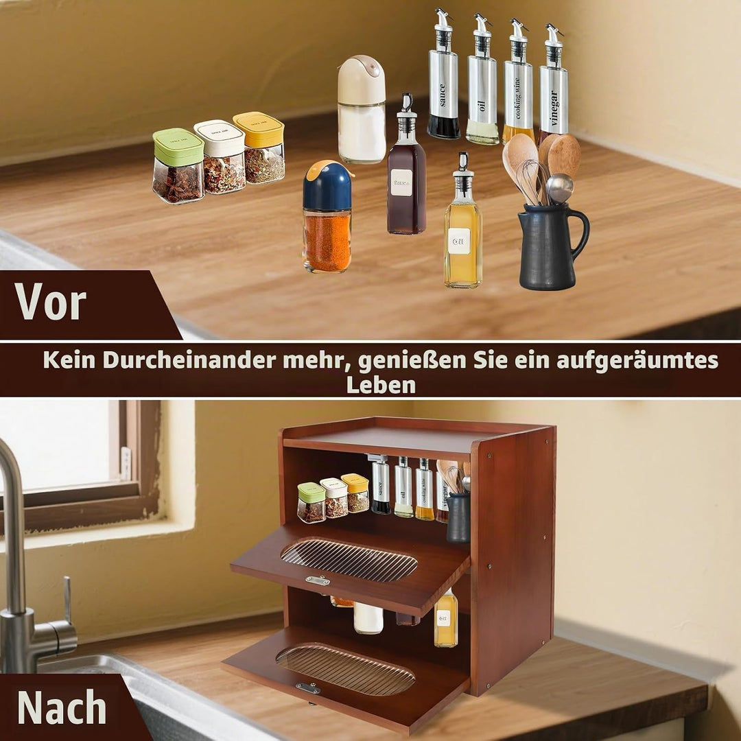 Brotkasten Holz für Küchenarbeitsplatte, Aufbewahrungsbox, Küche Brotbehälter, Corner Bread Box, Bra