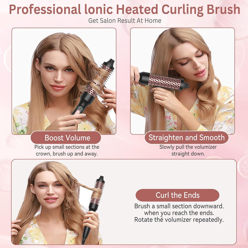 Thermal Brush 3 in 1, Thermobürste Wärmebürste 32mm, UKLISS Rundbürste 200℃, Lockenbürste Double Spa