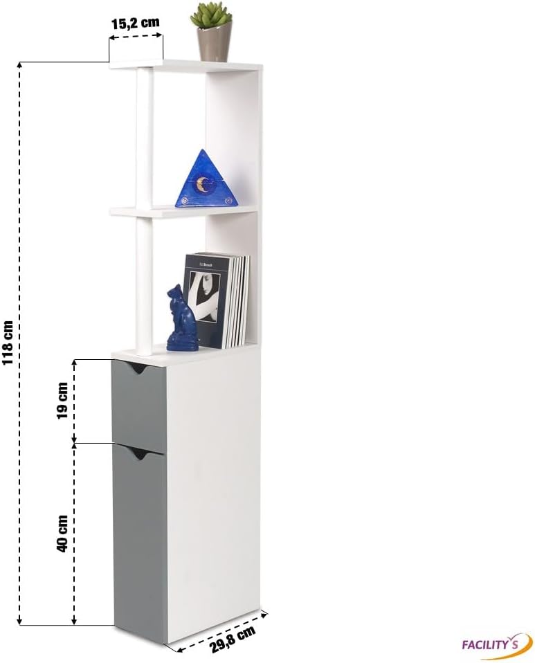 FACILITYS WC-Schrank in Holzoptik mit 2 grauen Türen