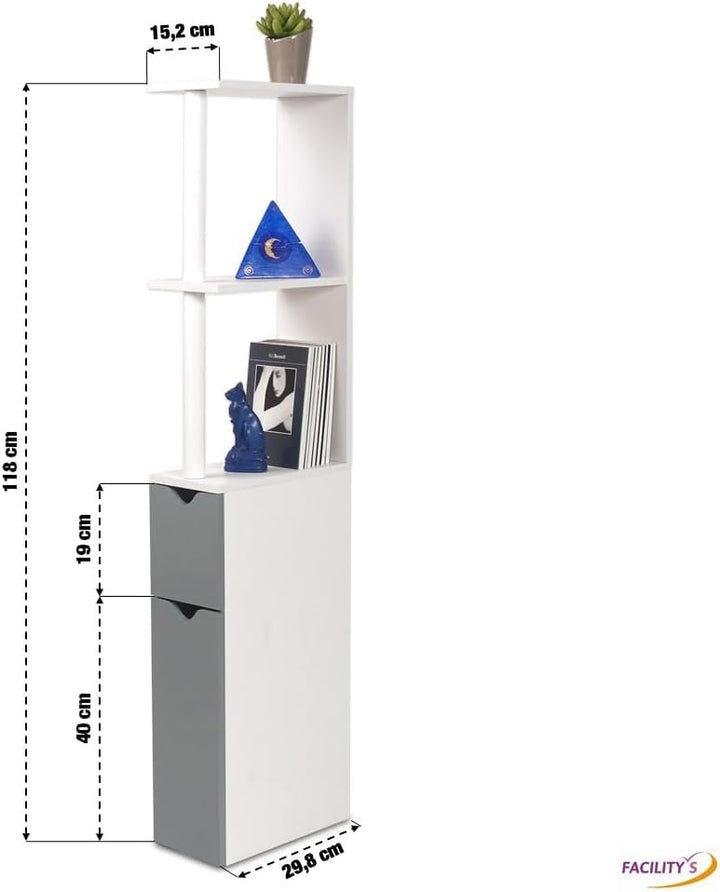 FACILITYS WC-Schrank in Holzoptik mit 2 grauen Türen