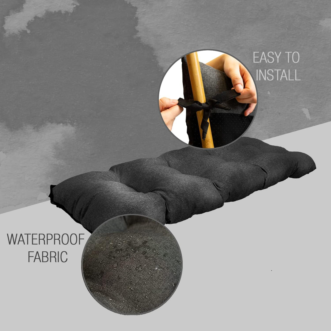 Grand Filippo Sitzkissen Bank 100 x 55 cm Schwarz - Wasserdicht Sitzkissen Garten Beständig Gegen Sc