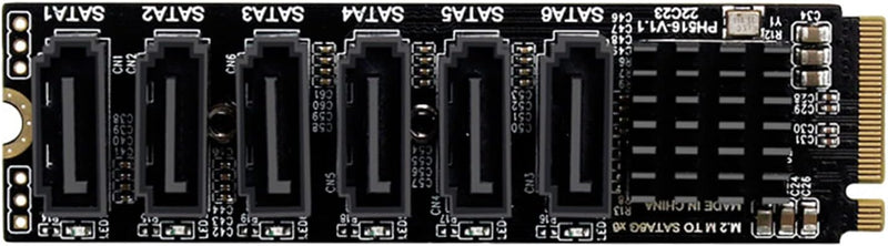 WANGCL NVME zu SATA Adapter M.2 zu SATA Konverter 6Port mit Aluminium Radiator Unterstützung PM Funk