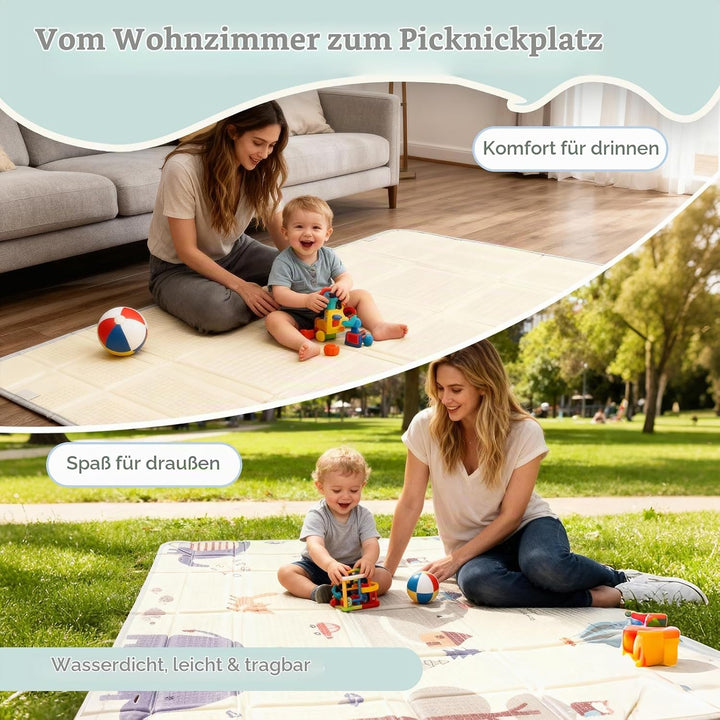 Faltbare Krabbelmatte Baby – Grosse Schaumstoff Spielmatte Baby Faltbar für Babys &amp; Kleinkinder – Wa