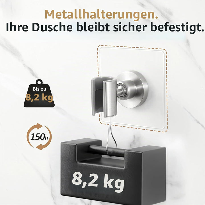 KES Universal Fit Duschkopfhalterung ohne Bohren Metall Handbrause Halter Edelstahl 18/8 Verstellbar