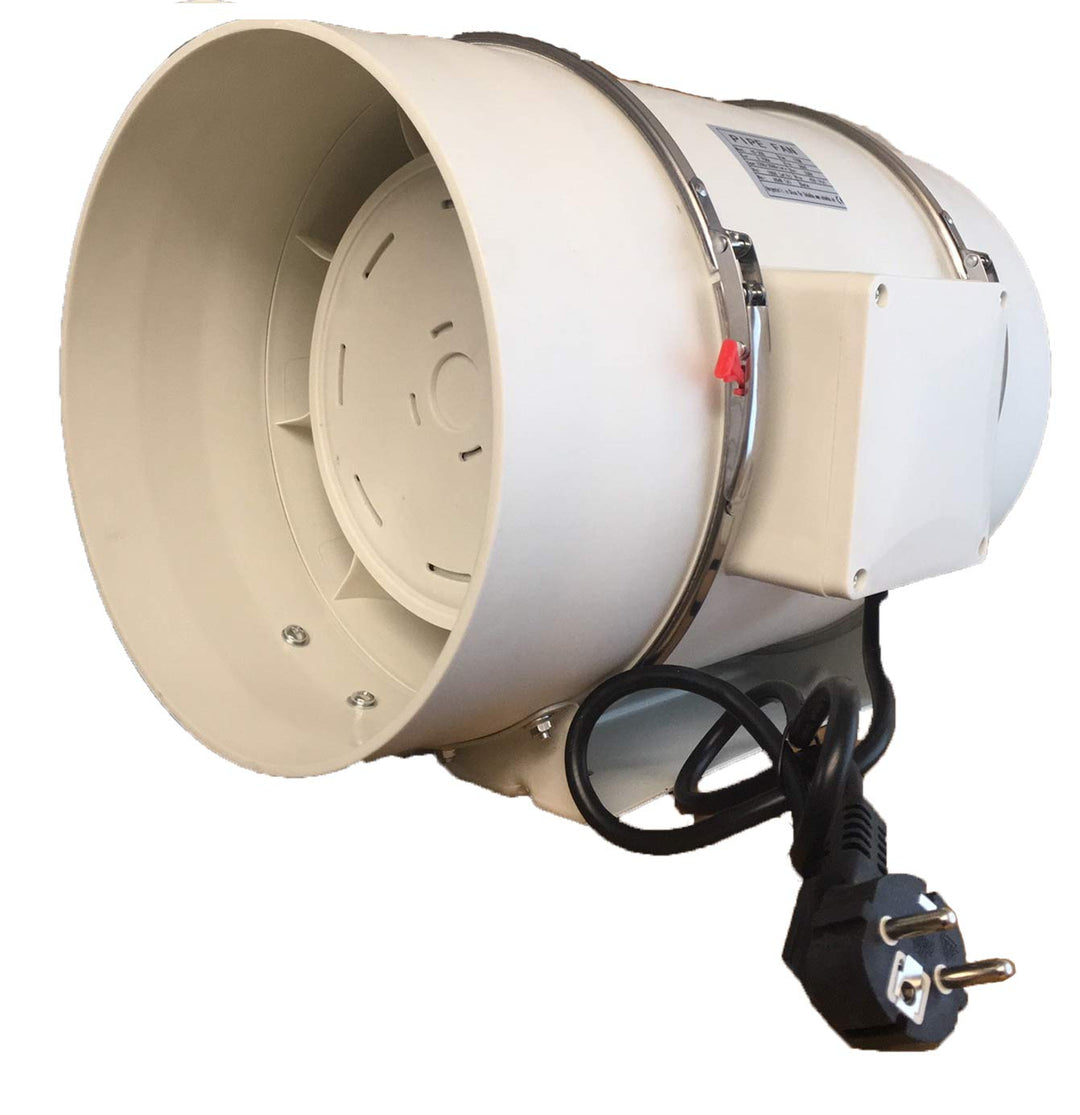 Rohrventilator Lüfter Badlüfter 200 mm - 2-stufig mit Schalter, Kugellager, Fuss & Kabel - IP44 Schu