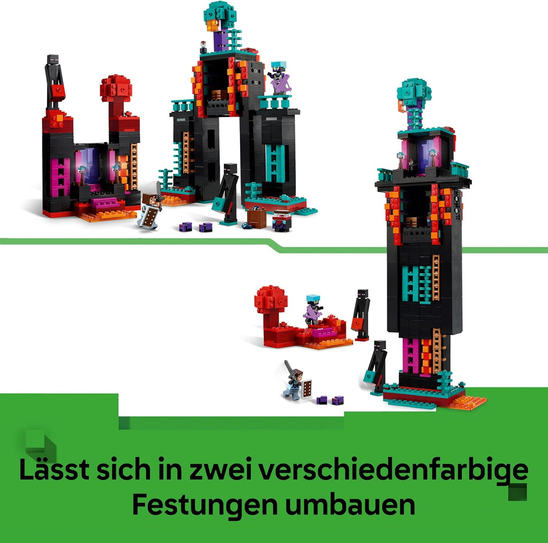 LEGO Minecraft 2in1 Der Enderman-Turm - Modulares Gaming Spielzeug - Lässt Sich in 2 Festungen umbau