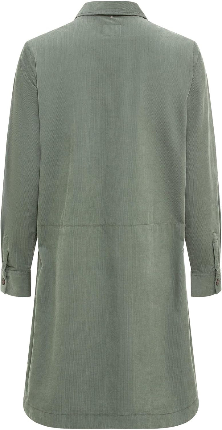camel active Damen Hemdblusenkleid mit Langen Ärmeln XXL Smoke Khaki, XXL Smoke Khaki