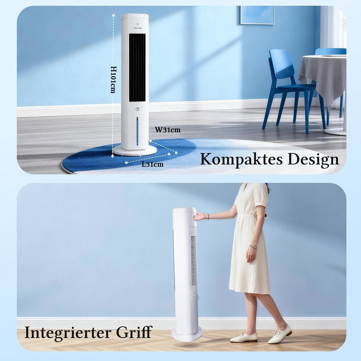 Taylor Swoden Turmventilator mit Wasserkühlung leise, 5-in-1 Luftkühler mit ION-Technologie & Aromad
