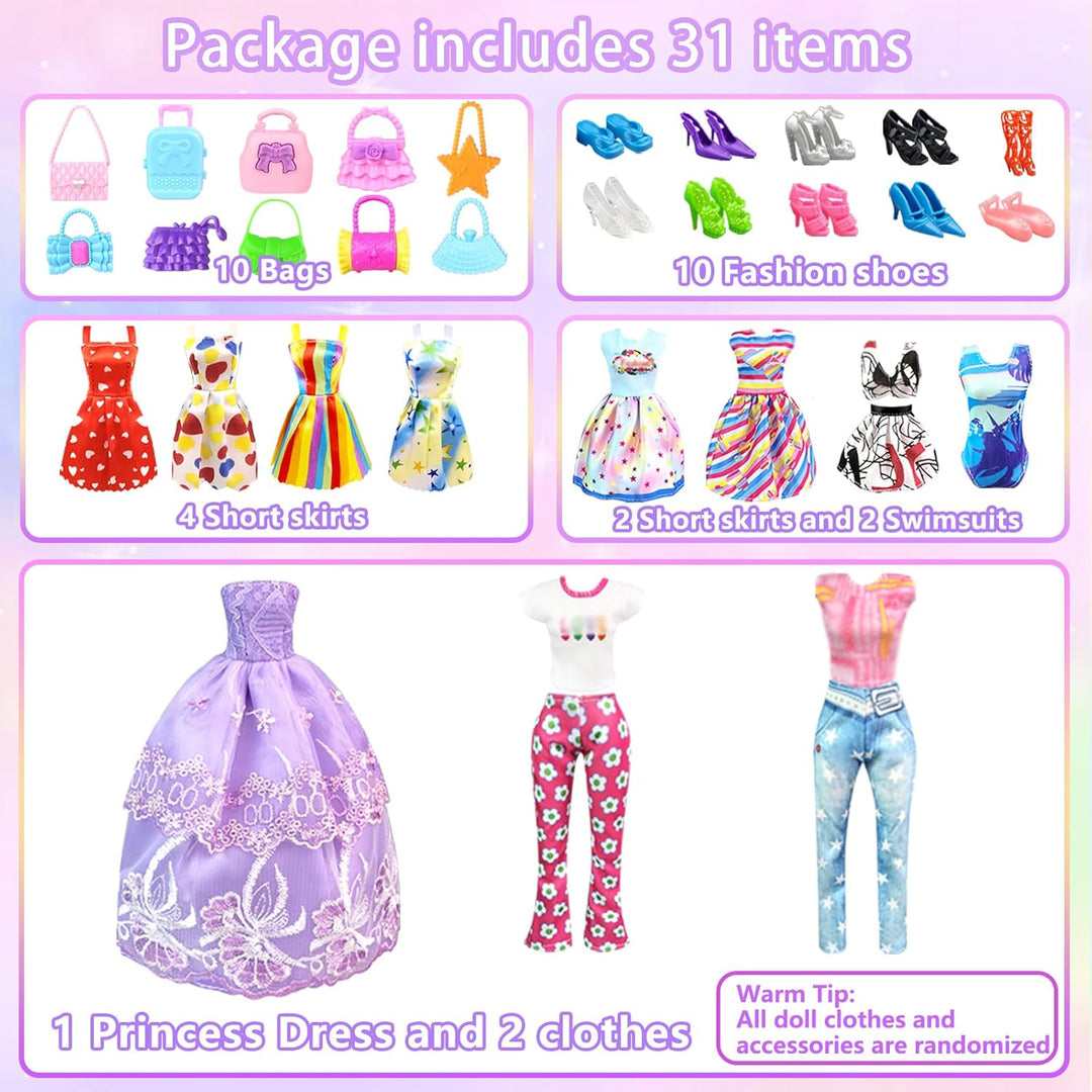 Kleidung Schmuck Zubehör für 11,5 Zoll Puppen mit 1 Abendkleider 2 Kleider Set 4 Minikleider 2 Tops