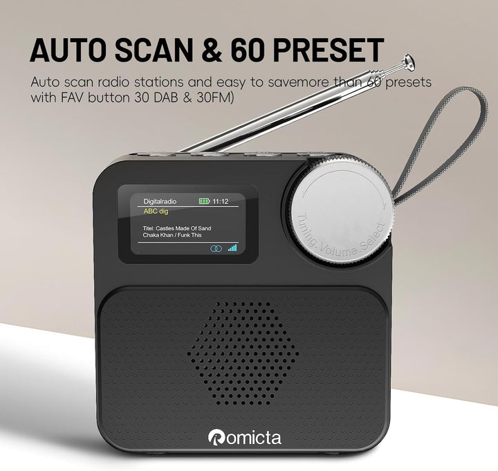 DAB/DAB+ Radio mit Bluetooth 5.0, tragbares Digitalradio mit UKW, Farbdisplay, MicroSD-Karten-Slot,