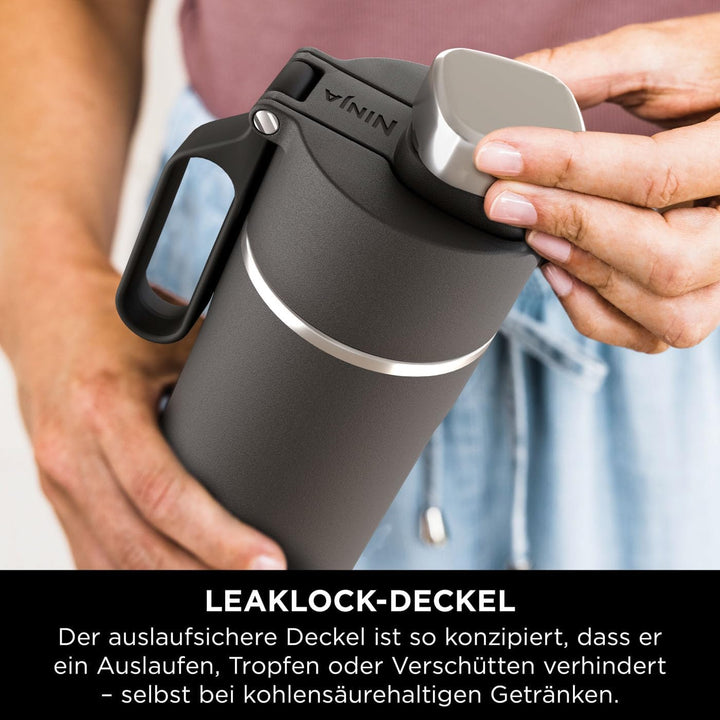 Ninja Thirsti Wasserflasche/Thermobecher to go, 530ml, auslaufsicherer Deckel, für kohlensäurehaltig