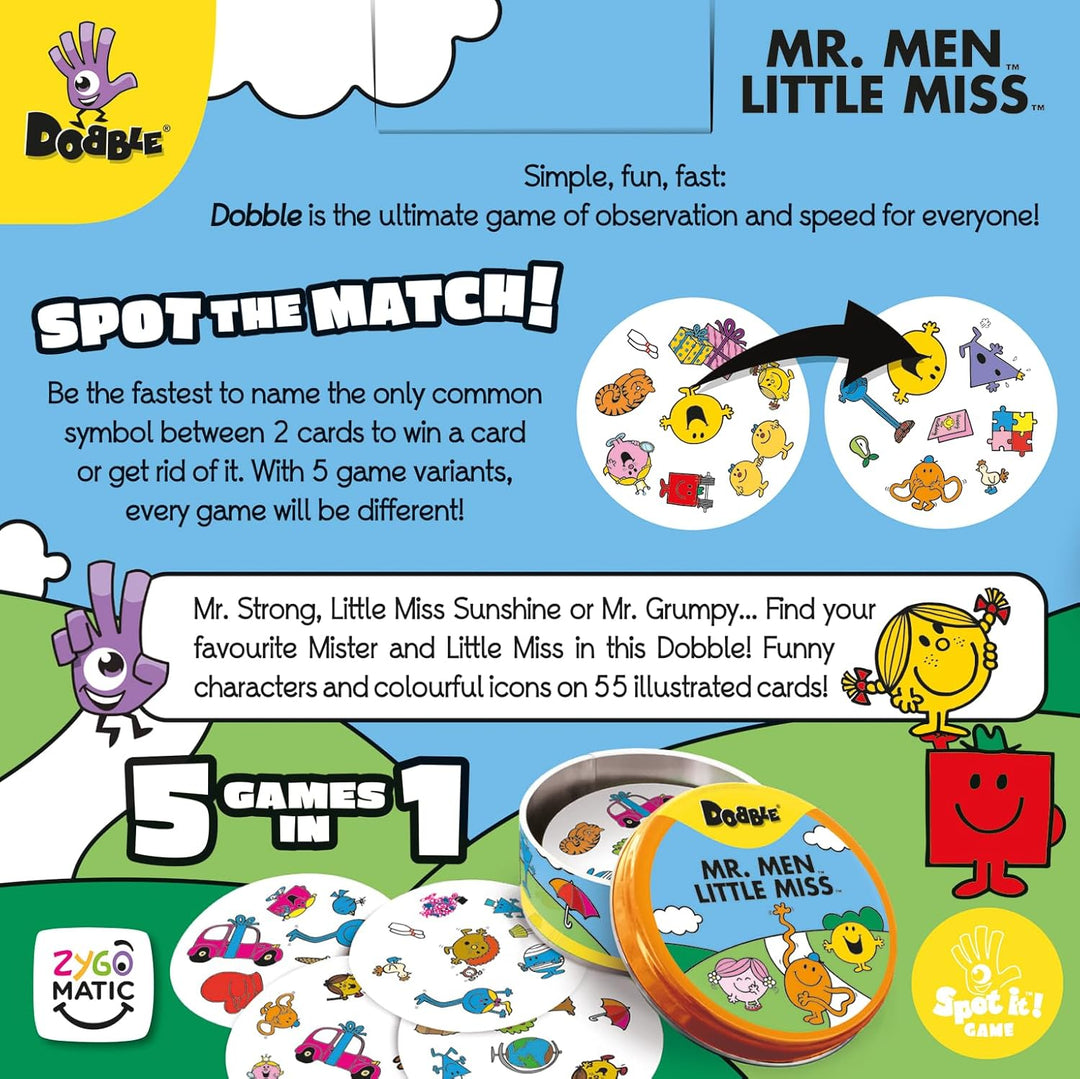 Asmodee Dobble Mr Men and Little Miss Kartenspiel, ab 4 Jahren, 2-8 Spieler, 15 Minuten Spieldauer S