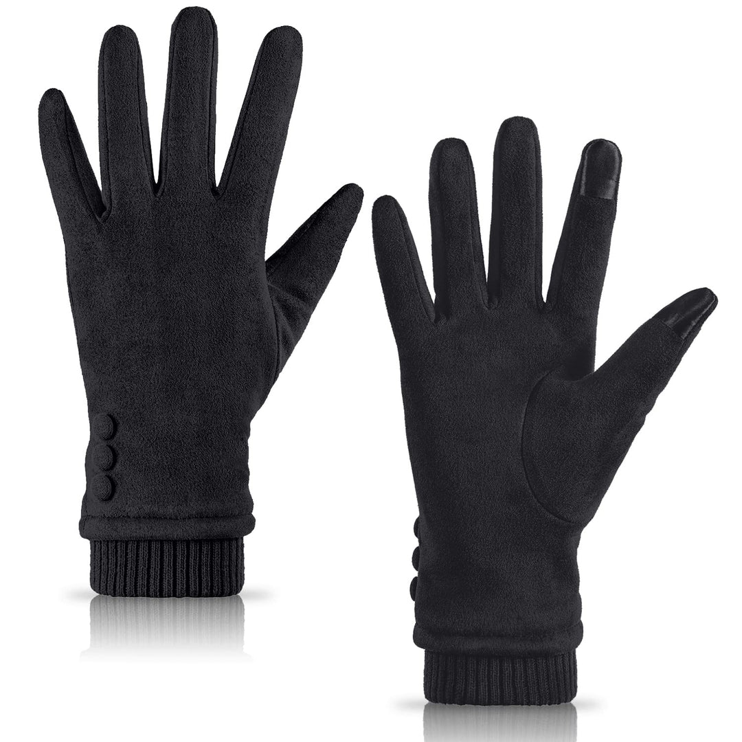 Frauen Winter Warm Touchscreen Telefon Winddicht Handschuhe Tragen Gefüttert Dicke Handschuhe Schwar