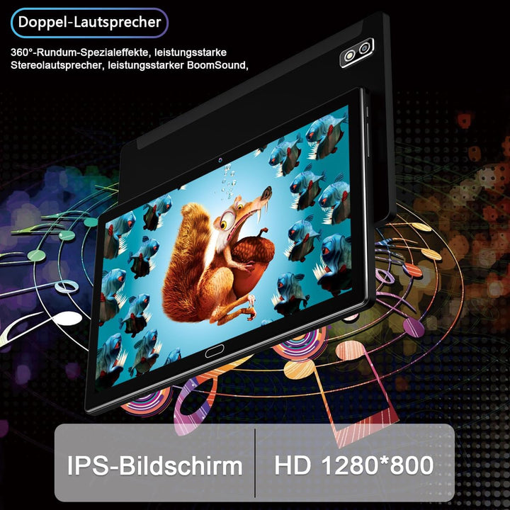 KADYBE 2024 Neueste Android 13 Tablet 10 Zoll,2-in-1 Tablet Mit 2 SIM Slots 1 SD, 64GB ROM TF 512GB,