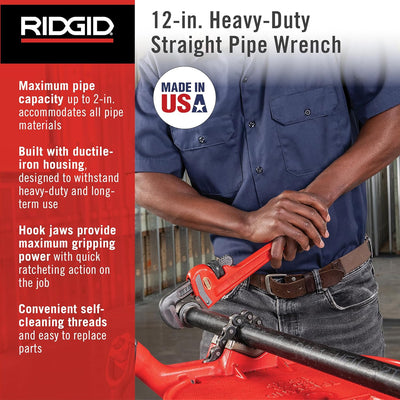 RIDGID 31015 Modell 12" gerade Rohrzange für schwere Beanspruchung, 12" Sanitär-Schraubenschlüssel 1